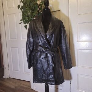 Italian Mosaic Design Top Grain Lambskin Genuine Leather Blk Jacket